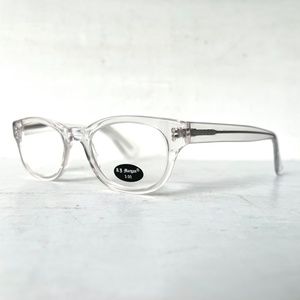 NEW Acetate +3.00 Vintage Reading Glasses Crystal Clear Horn Rim Hipster Hornrim